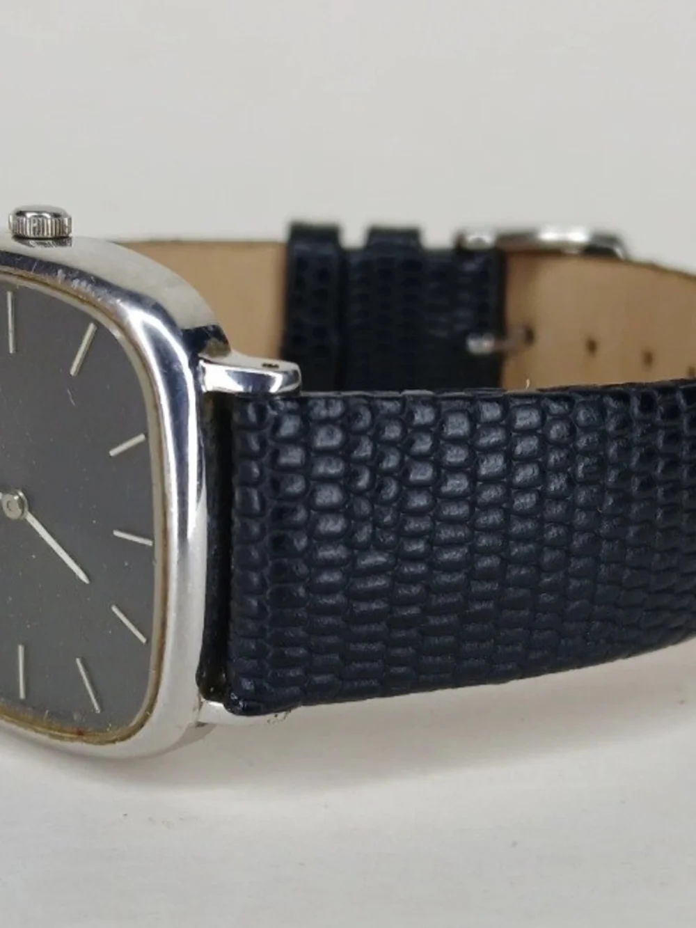 Vintage Seiko Quartz 4110-5209 Black Dial Square Men's Watch Leather Strap